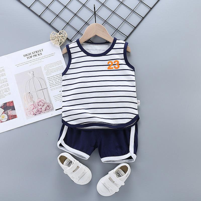 Sports Pure Cotton Girls Casual Fashion Suit Korean Children's Clothing - Almoni Express