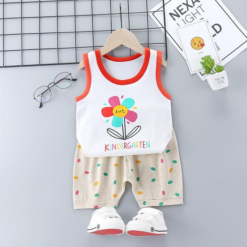 Sports Pure Cotton Girls Casual Fashion Suit Korean Children's Clothing - Almoni Express