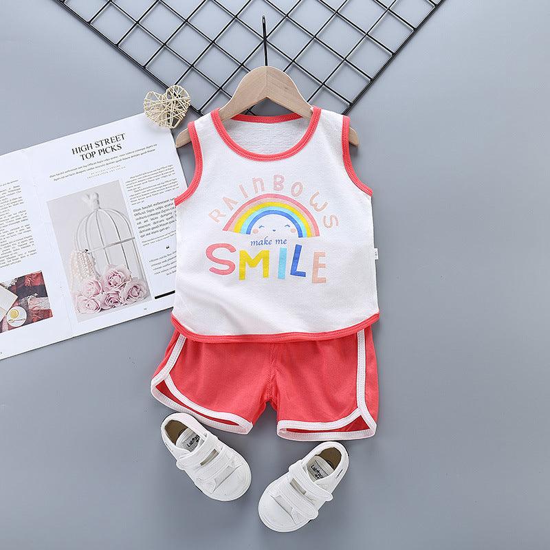 Sports Pure Cotton Girls Casual Fashion Suit Korean Children's Clothing - Almoni Express