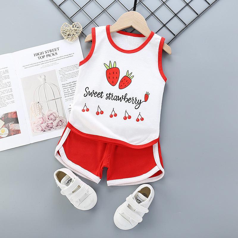 Sports Pure Cotton Girls Casual Fashion Suit Korean Children's Clothing - Almoni Express