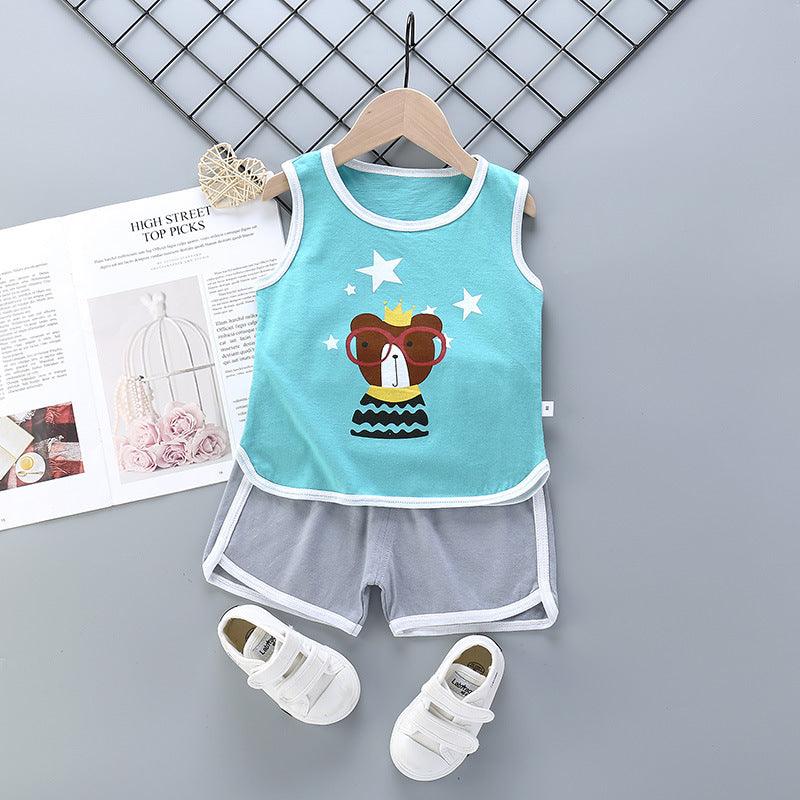 Sports Pure Cotton Girls Casual Fashion Suit Korean Children's Clothing - Almoni Express