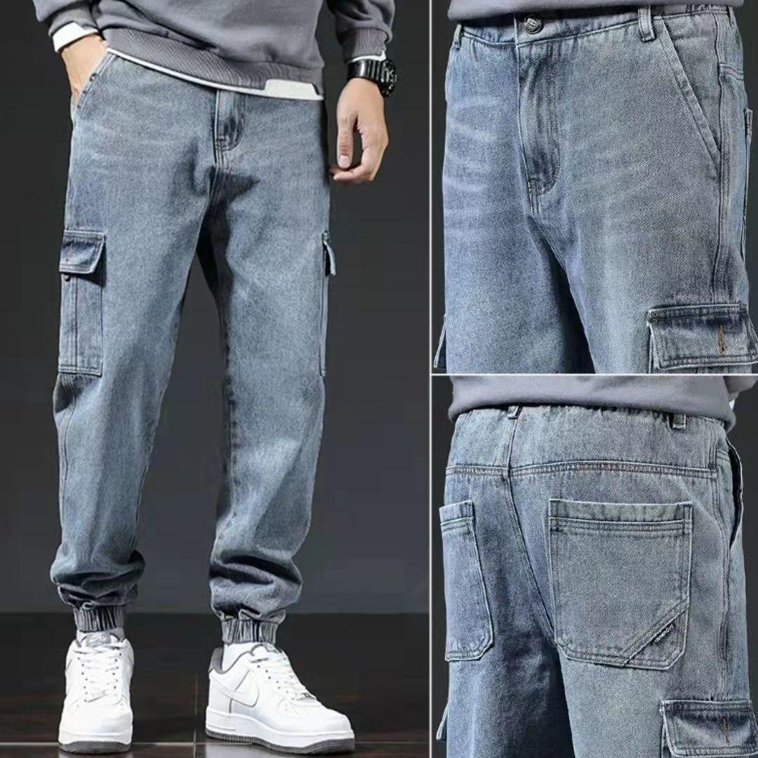 Spring And Autumn Japanese Style Workwear Multi-pocket Jeans - AL MONI EXPRESS