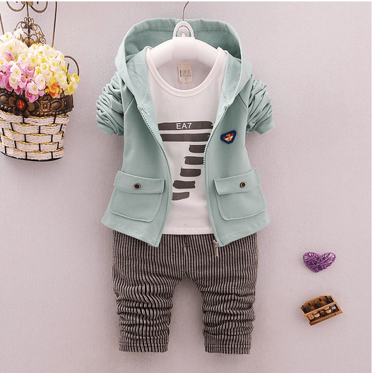 spring and autumn new boys and girls zipper striped trousers suit children's suit - Almoni Express