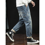 Spring And Autumn New Men's Jeans Stretch Slim-fitting Patchwork Casual - AL MONI EXPRESS