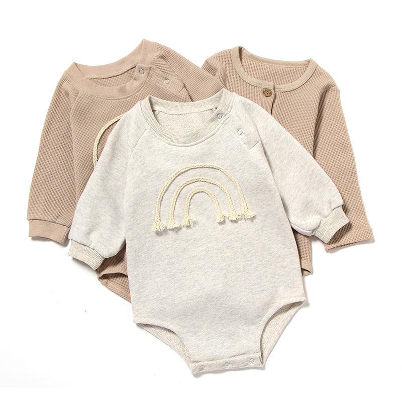 Spring And Autumn Romper R Baby Long Sleeve Waffle - Almoni Express