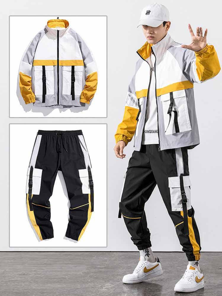 Spring And Autumn Sports Suit Street Trendy Boys Casual Workwear Jacket Multi-pocket Trousers Two-piece Set - AL MONI EXPRESS