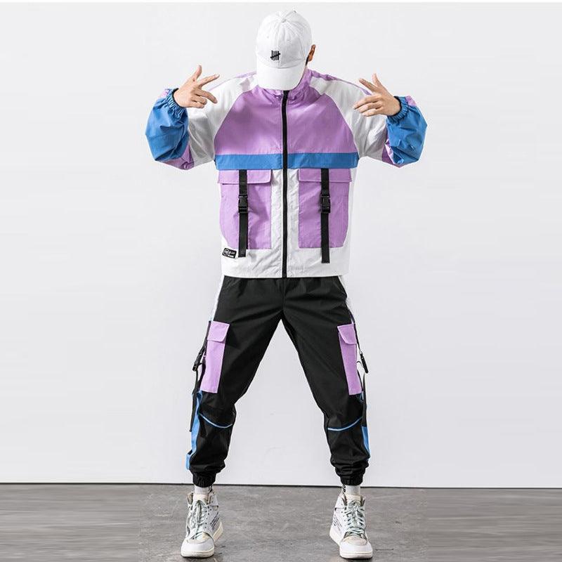 Spring And Autumn Sports Suit Street Trendy Boys Casual Workwear Jacket Multi-pocket Trousers Two-piece Set - AL MONI EXPRESS