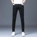 Spring And Summer Thin White Jeans Men Men'S Holes Casual Stretch Slim Fit Pants Men - Almoni Express