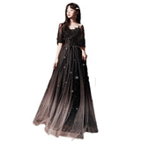 Spring Art Exam Black Xianqi Student Host Annual Party Dress - Almoni Express