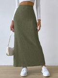 Spring Long Skirt High Waist Side Slit Slim Fit Knitted Women's Dress - AL MONI EXPRESS