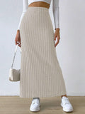 Spring Long Skirt High Waist Side Slit Slim Fit Knitted Women's Dress - AL MONI EXPRESS