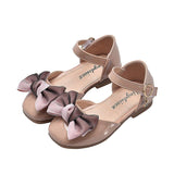 spring new children's shoes girls soft bottom sandals bow princess shoes baby single shoes bag leather shoes - Almoni Express