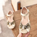 spring new children's shoes girls soft bottom sandals bow princess shoes baby single shoes bag leather shoes - Almoni Express