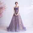 Strapless Purple Sequin Starry Dress Wedding Dress - Almoni Express