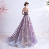 Strapless Purple Sequin Starry Dress Wedding Dress - Almoni Express