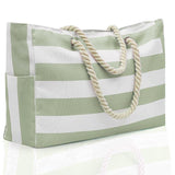 Striped Beach Large Storage Canvas Traveling Bag - AL MONI EXPRESS