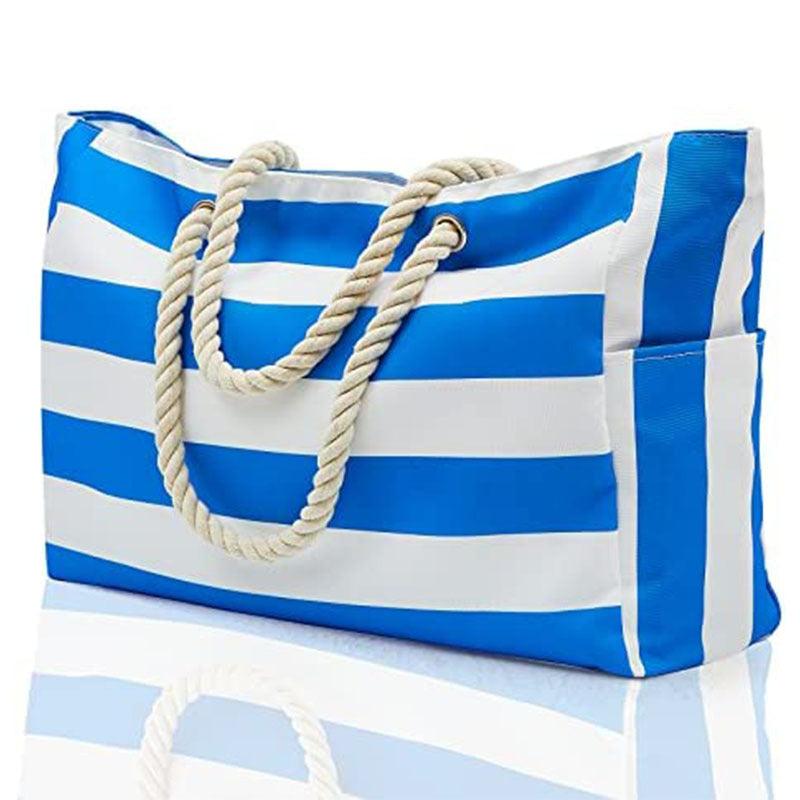 Striped Beach Large Storage Canvas Traveling Bag - AL MONI EXPRESS