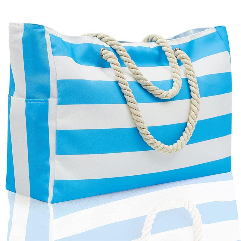 Striped Beach Large Storage Canvas Traveling Bag - AL MONI EXPRESS