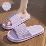 Striped Design Home Slippers For Women Men Soft Anti-slip Floor Bathroom Slippers Solid House Shoes - AL MONI EXPRESS