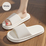 Striped Design Home Slippers For Women Men Soft Anti-slip Floor Bathroom Slippers Solid House Shoes - AL MONI EXPRESS