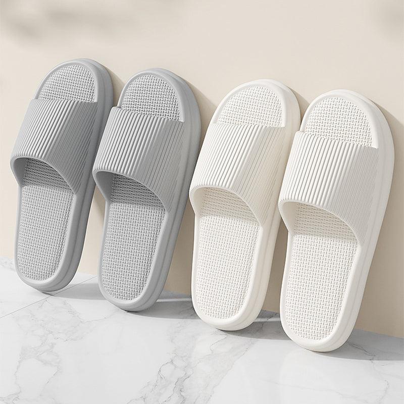 Striped Design Home Slippers For Women Men Soft Anti-slip Floor Bathroom Slippers Solid House Shoes - AL MONI EXPRESS