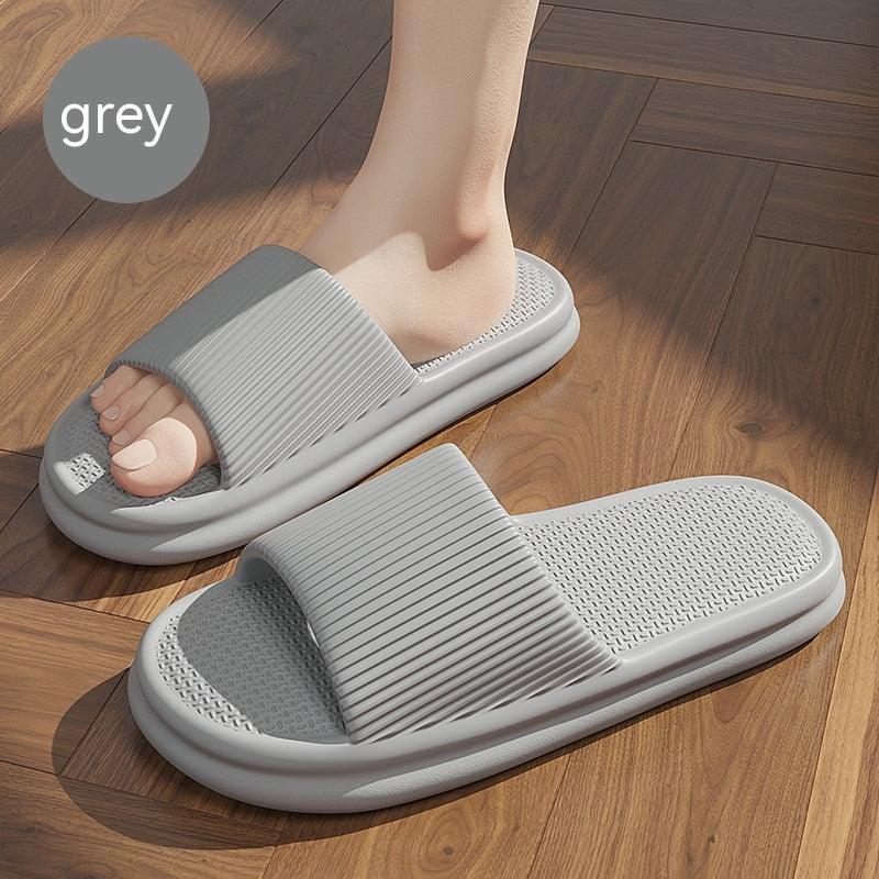 Striped Design Home Slippers For Women Men Soft Anti-slip Floor Bathroom Slippers Solid House Shoes - AL MONI EXPRESS