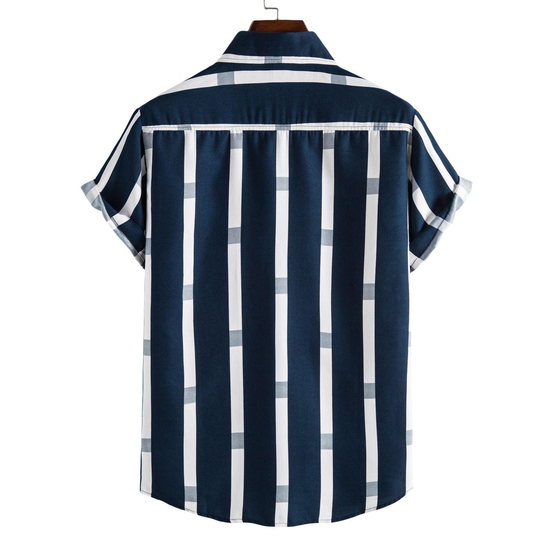 Striped Loose Plus Size Casual Men's Shirt - AL MONI EXPRESS