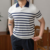 Striped Slim Short Sleeve Retro Casual Commuting - AL MONI EXPRESS