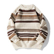 Striped Twisted Patchwork Round Neck Sweater For Men - Almoni Express