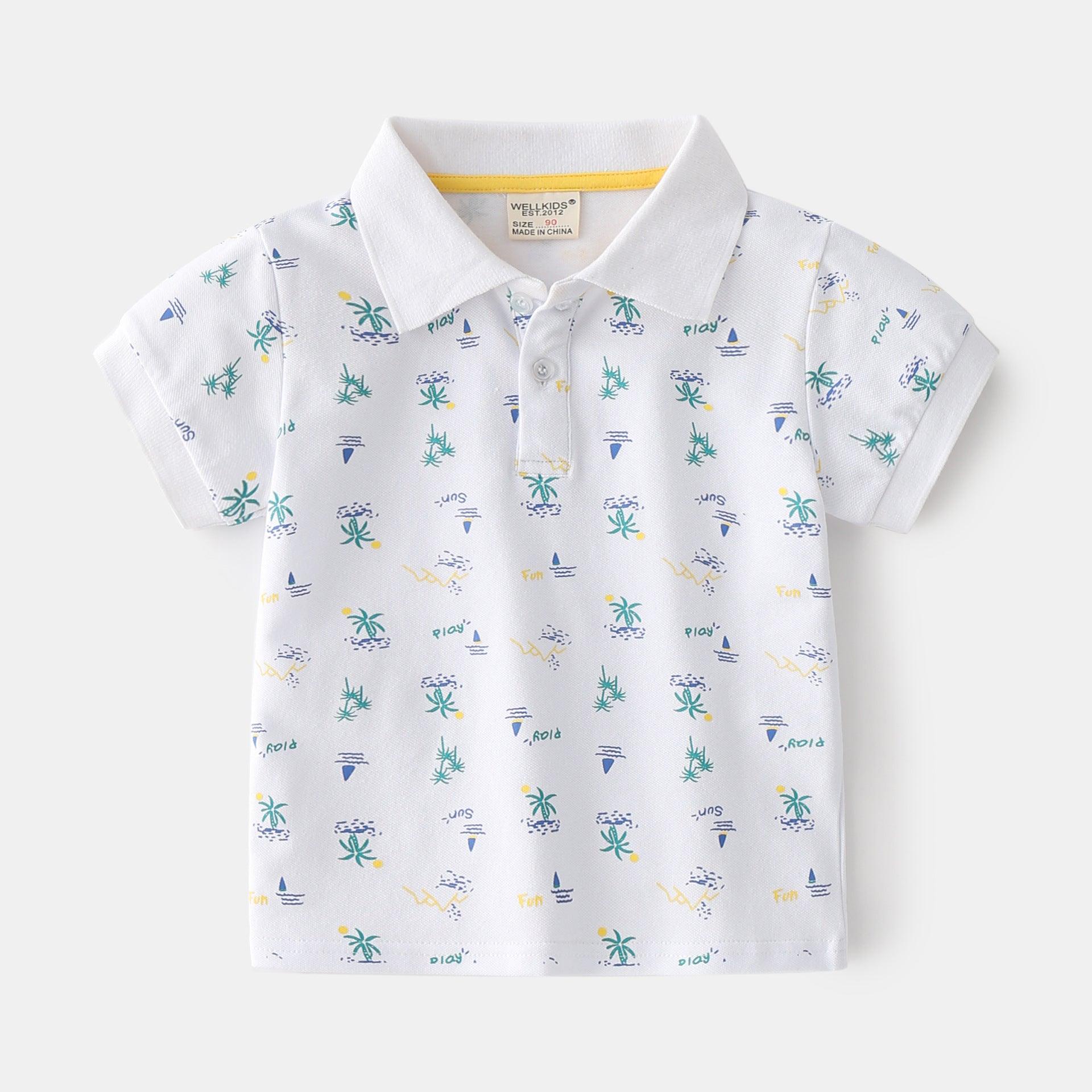 Summer Boys' Cotton Short-sleeved Polo Shirt - Almoni Express