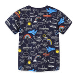 Summer Boys Round Neck Print Children's T-shirt Knitted Cotton Cartoon Top T - Almoni Express