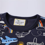 Summer Boys Round Neck Print Children's T-shirt Knitted Cotton Cartoon Top T - Almoni Express