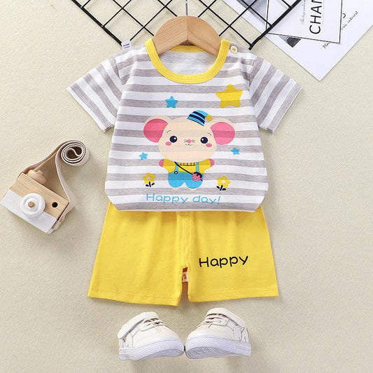 Summer Children's Short-sleeved Shorts Suit T-shirt Boys And Girls Baby Little Children's Clothing New - Almoni Express