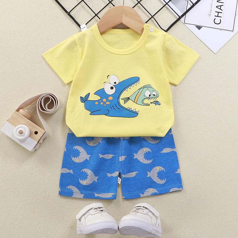 Summer Children's Short-sleeved Shorts Suit T-shirt Boys And Girls Baby Little Children's Clothing New - Almoni Express