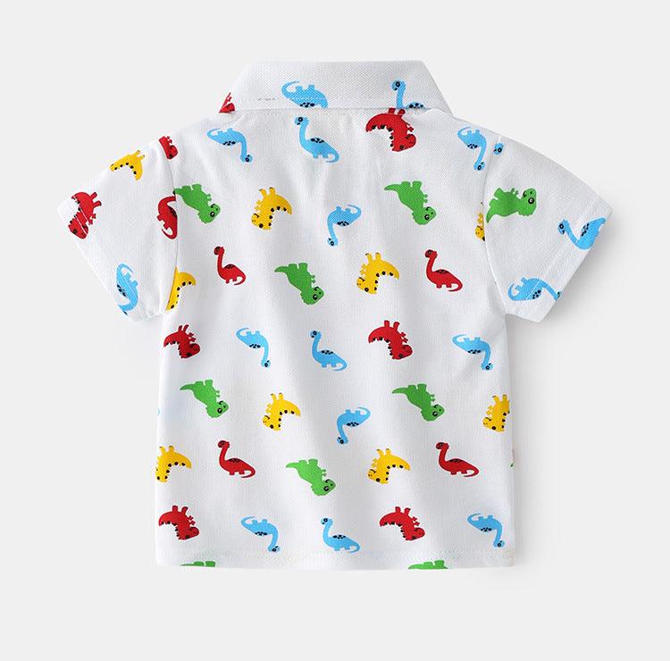 Summer Dinosaur Cartoon Print Boy Short Sleeve - Almoni Express