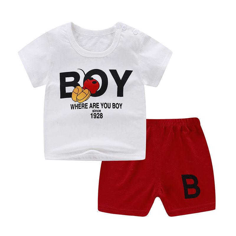 Summer Infant Newborn Baby Boy Clothes Children Clothing Set for Girls Kids T-Shirt Shorts 2PCS Outfits Cotton Casual Clothes - Almoni Express