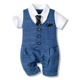 Summer New Baby Boy Jumpsuit Boys Gentleman Baby Children's Clothing - Almoni Express