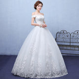 summer paragraph white word shoulder wedding dress lace wedding bride wedding dress wholesale custom - Almoni Express