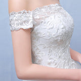 summer paragraph white word shoulder wedding dress lace wedding bride wedding dress wholesale custom - Almoni Express