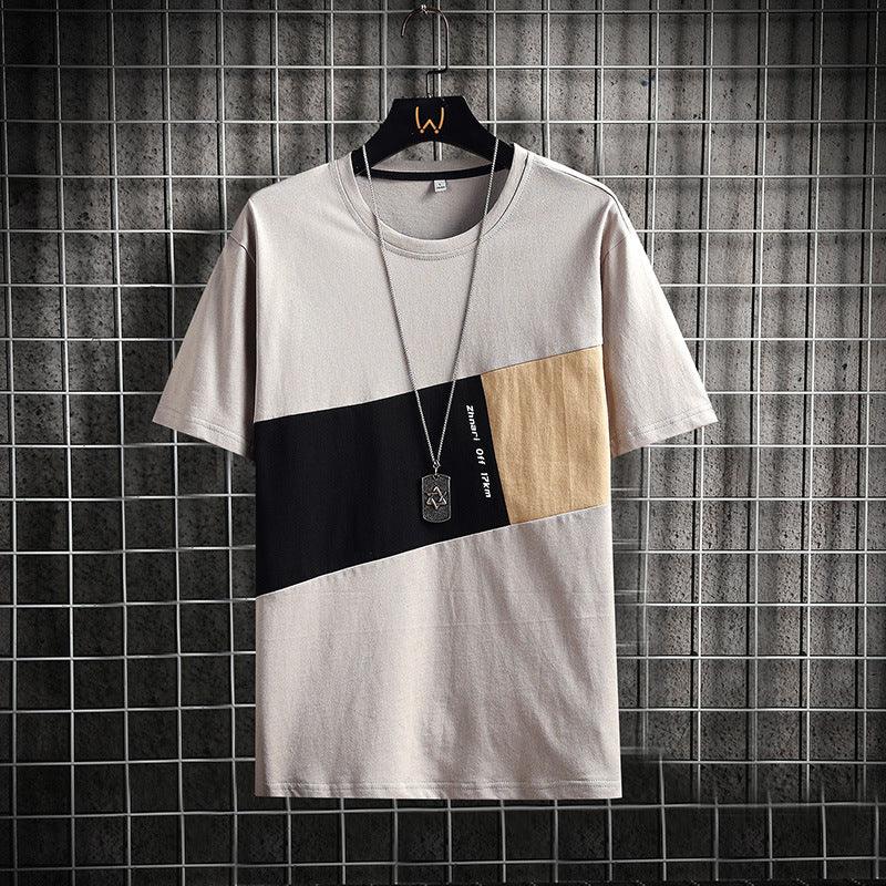 Summer Stitching Short-Sleeved T-Shirt Men's New Trend Casual T-Shirt - AL MONI EXPRESS