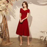 Summer Wedding Red Engagement Dress - Almoni Express