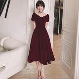 Summer Wedding Red Engagement Dress - Almoni Express