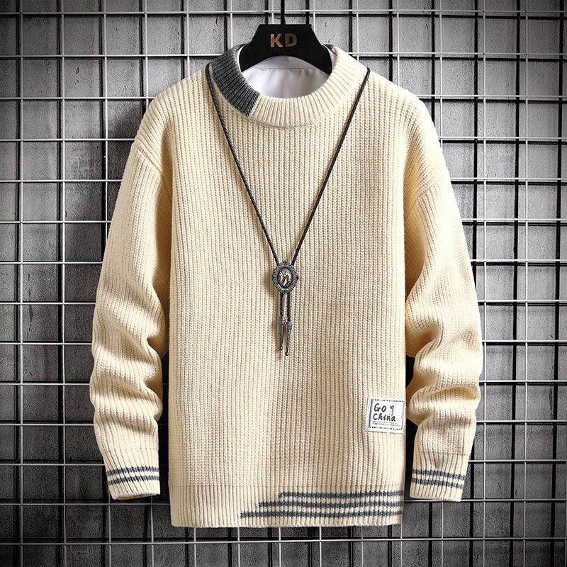 Sweater Men Fashion Autumn Winter Round Neck Warm - Almoni Express