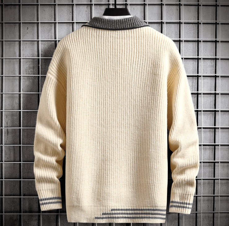 Sweater Men Fashion Autumn Winter Round Neck Warm - Almoni Express