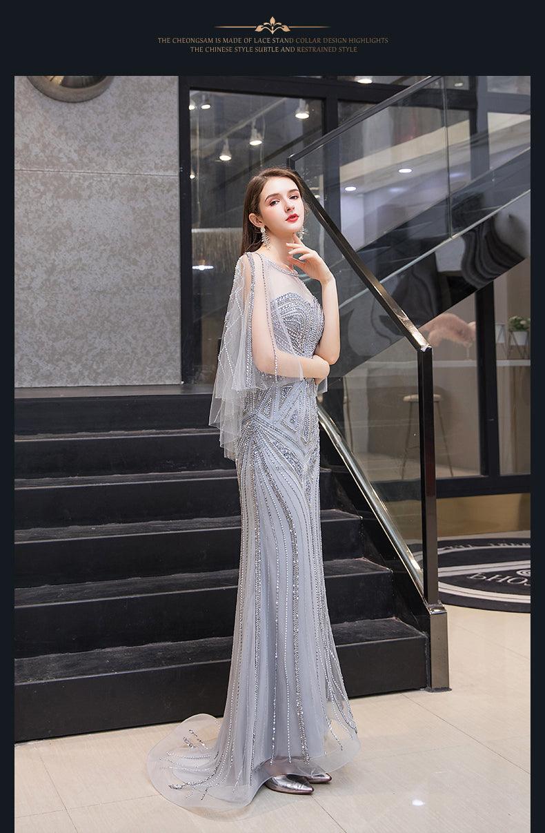 Temperament High-end Bride Fishtail Evening Dress Woman - Almoni Express