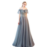 The Host's Annual Meeting Banquet Dress Skirt Fairy Air Shoulder Long Dress Female - Almoni Express