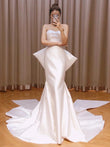 The New Small Trailing Temperament Trailing Simple And Thin Mermaid Wedding Dress - Almoni Express