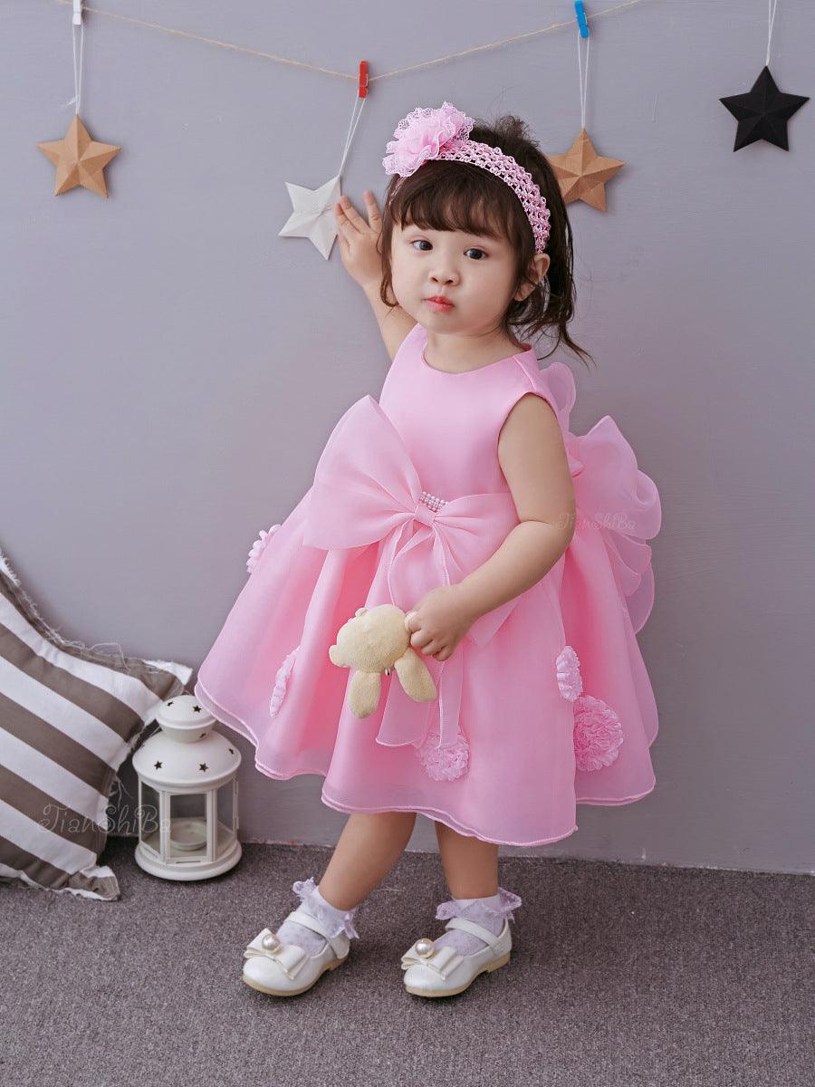 The Spring And Summer Of Years Old Female Infant Baby Child Princess Dress Girls DressPink Flower Girl Dress Skirt - Almoni Express