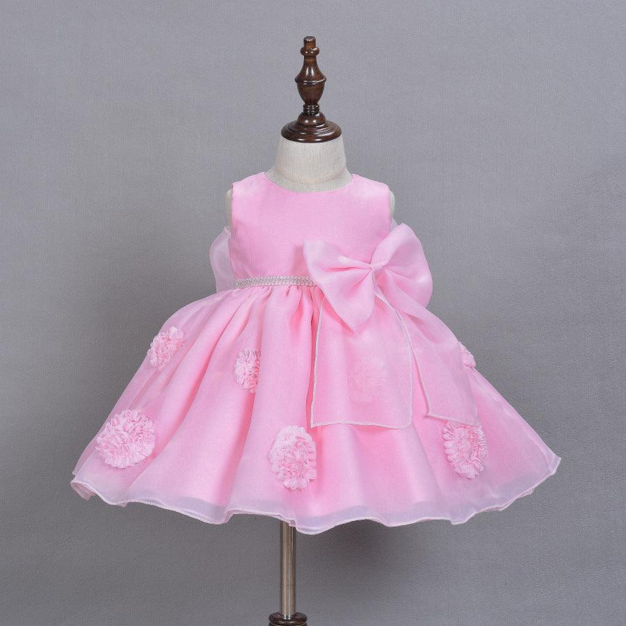 The Spring And Summer Of Years Old Female Infant Baby Child Princess Dress Girls DressPink Flower Girl Dress Skirt - Almoni Express