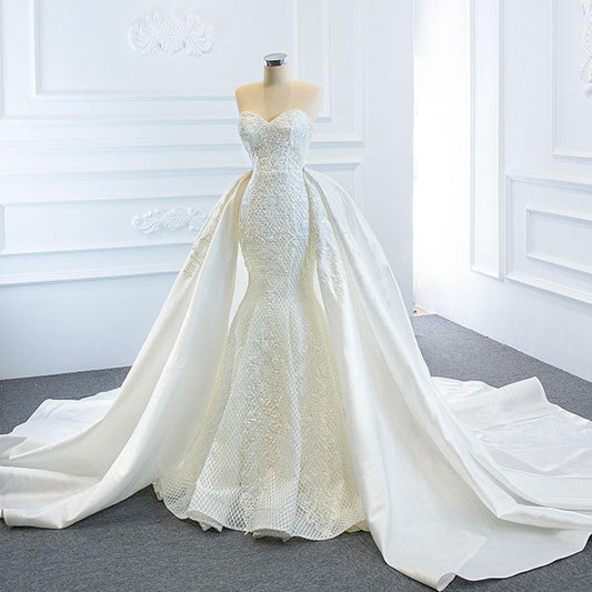 The Wedding Dress Wears Two Fishtail Tail Tube Tops, The Temperament Is Thin And Dreamy - Almoni Express